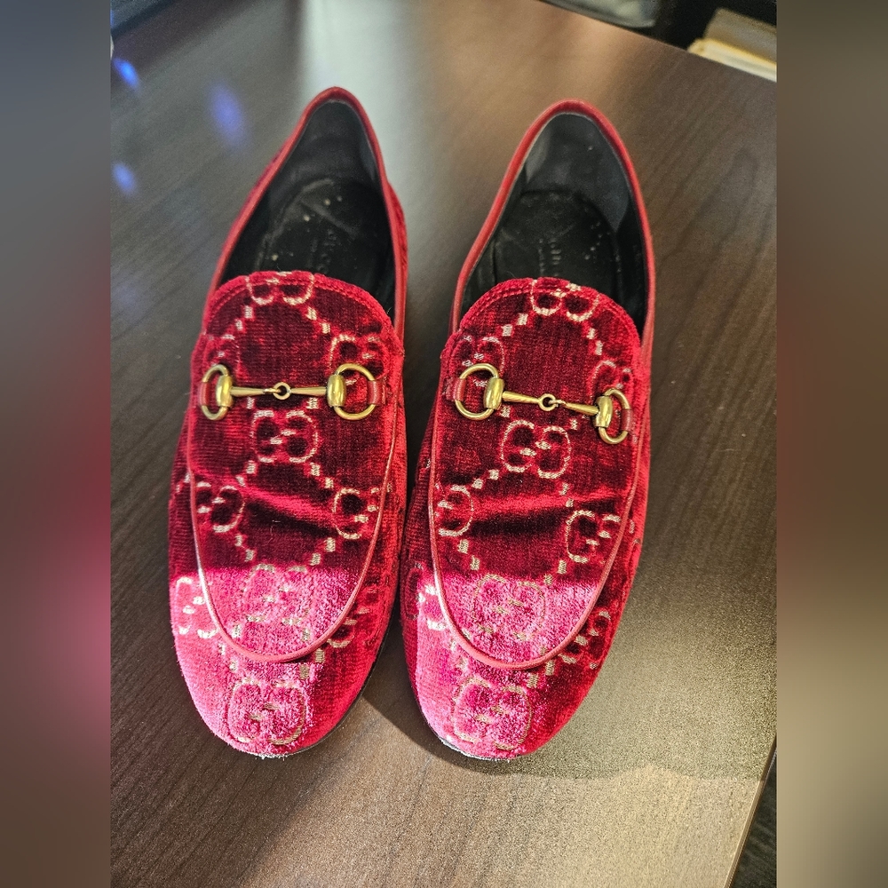 Gucci Jordaan Velvet Loafers, with Box - 39